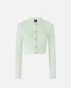 Pinko Cropped Cardigan With Jewel Buttons In Green
