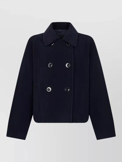 Pinko Cropped Double Breasted Coat Pleated Back In Black