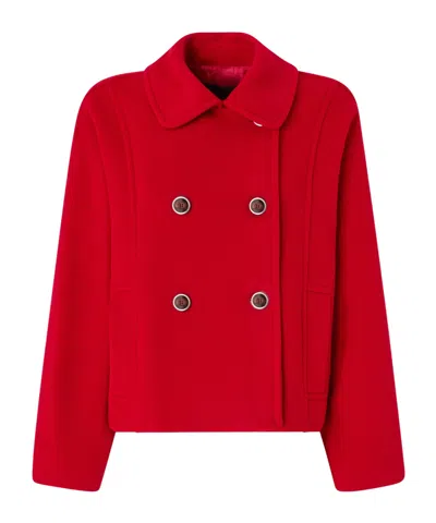 Pinko Double-breasted Pea Coat In Double-layered Wool-blend Cloth In Red