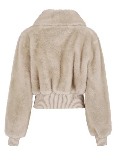 Pinko Cropped Faux Fur Jacket In Multi