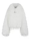 Pinko Peacoat-style Jacket In Soft Fur-effect Fabric In White