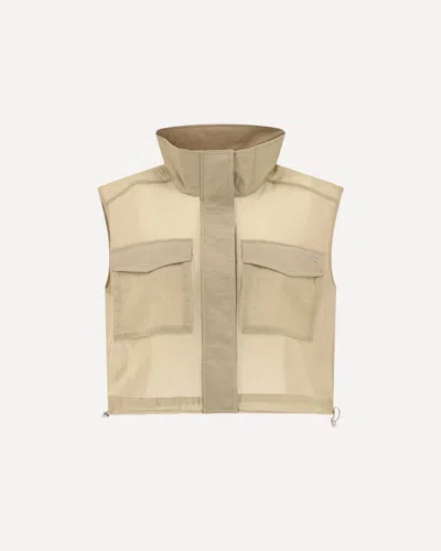 Pinko Cropped Gilet Jacket In Beige