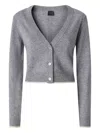 Pinko Cropped Grey Knit Sweater With Deep V-neckline In Gray