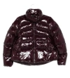 Pinko Cropped High Collar Burgundy Coat With Glossy Finish In Burgundy