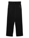 Pinko Cropped High-waist Trousers With Zippered Pockets In Black