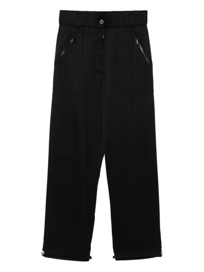 Pinko Cropped High-waist Trousers With Zippered Pockets In Black