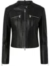Pinko Leather Jacket In Schwarz