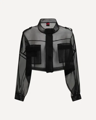 Pinko Cropped Jacket With Pockets In Black