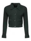 Pinko Cropped Knit Jacket In Green