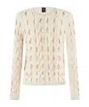 Pinko Cropped Knit Openwork Cardigan In White