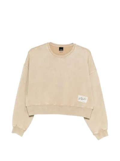 Pinko Cropped Label Sweatshirt In Neutral