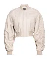 Pinko Cropped Leather Bomber Jacket