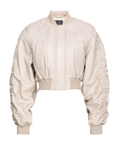 Pinko Cropped Leather Bomber Jacket