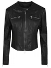 Pinko Leather Jacket In Black