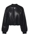 Pinko Oversized Black Bomber Jacket In Faux Leather In Gray