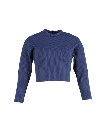 Pinko Cropped Mock Neck In Navy Blue Nylon