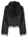 Pinko Cropped Peacoat-style Jacket In Soft Fur-effect Fabric In Black