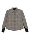 Pinko Cropped Plaid Shirt With Contrasting Cuffs In Multi