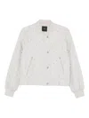 Pinko Cropped Quilted Jacket With Diamond Pattern In White