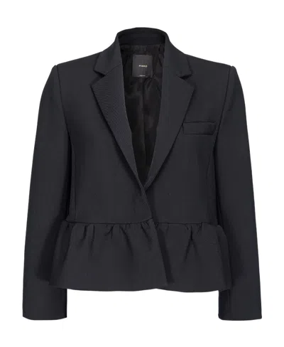 Pinko Cropped  Ruffle Blazer In Black