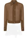 Pinko Cropped Shirt Jacket In Brown