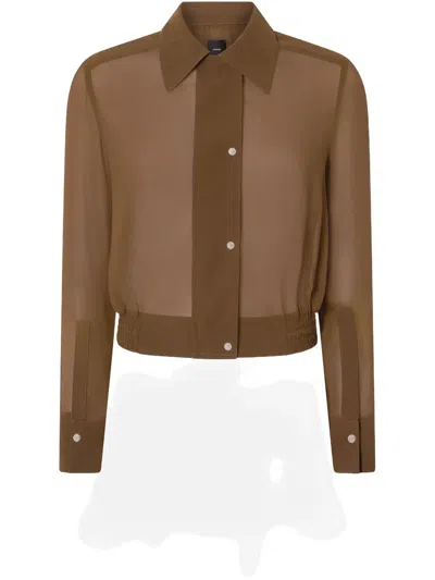 Pinko Cropped Shirt Jacket In Brown