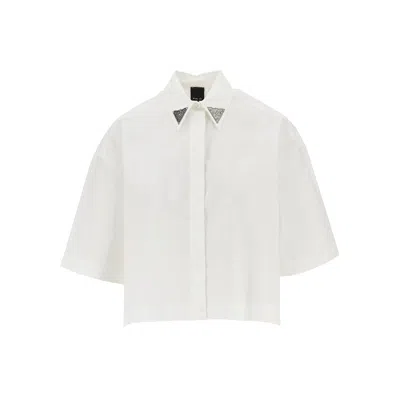 Pinko Cropped Shirt With Metal Details In White