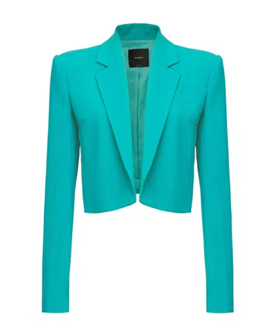Pinko Cropped Single-breasted Blazer In Green