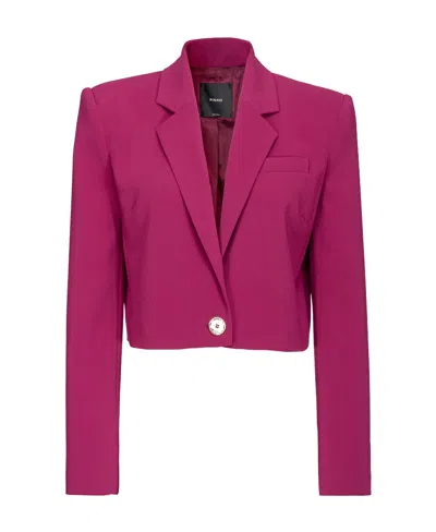 Pinko Cropped Single-breasted Blazer In Red