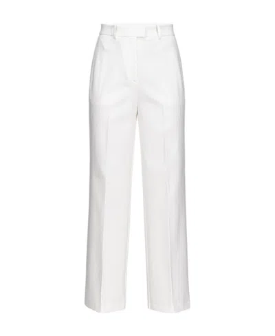 Pinko Cropped Straight-leg Trousers In White