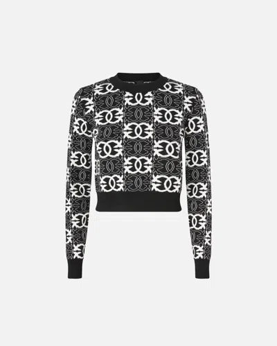 PINKO CROPPED SWEATER WITH LOVE BIRDS LOGO