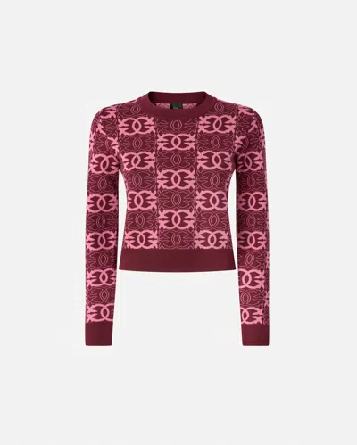 PINKO CROPPED SWEATER WITH LOVE BIRDS LOGO