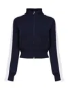 Pinko Technical Fabric Short Sweatshirt With Raised Logo And Zip