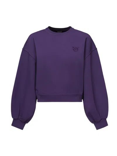 Pinko Cropped Sweatshirt With Logo In Purple
