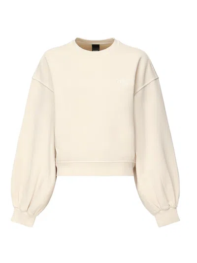 Pinko Cropped Sweatshirt With Logo In Neutral