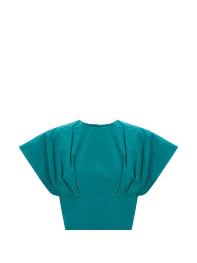 Pinko Asparago Top Short Sleeves Keyhole Back In Green