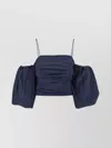Pinko Cropped Top With Puff Sleeves And Straps In Multi