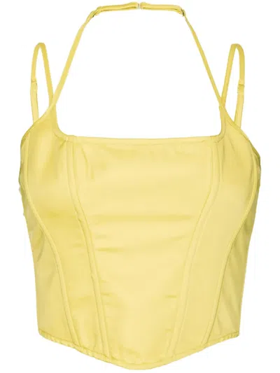 Pinko Sleeveless Bustier Top In Yellow