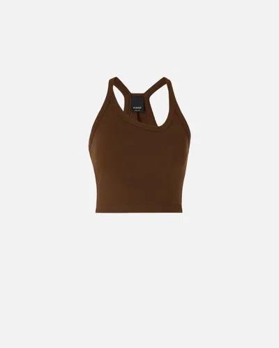 Pinko - Cropped Vest Top With Asymmetric Neckline - L In Brown