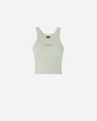 Pinko - Cropped Vest Top With  Logo - L In White