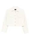Pinko Cropped White Jacket With Classic Collar And Gold-tone Buttons In Multi