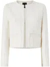 Pinko Cropped White Jacket With Textured Fabric In White