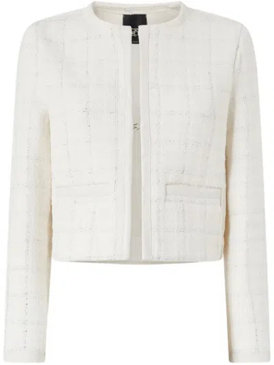 PINKO PINKO CROPPED WHITE JACKET WITH TEXTURED FABRIC