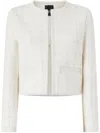 Pinko Cropped White Jacket With Textured Fabric In Neutral