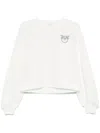 Pinko Cropped White Sweater With Voluminous Sleeves In White