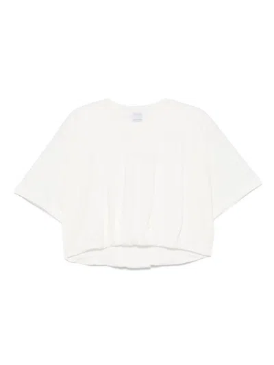 Pinko Cropped White T-shirt With Embroidered Logo