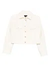 Pinko Cropped White Jacket With Classic Collar And Gold-tone Buttons In White