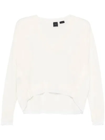 PINKO PINKO CROPPED WHITE WOOL AND CASHMERE SWEATER