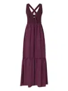 Pinko Cross-back Sleeveless Maxi Dress In Purple