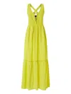 Pinko Cross-back Tiered Maxi Dress In Green